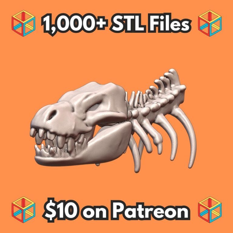 Quarter Scale Reptilian Skeleton Trophy Wall Sculpture MineeForm FDM 3D Print STL File