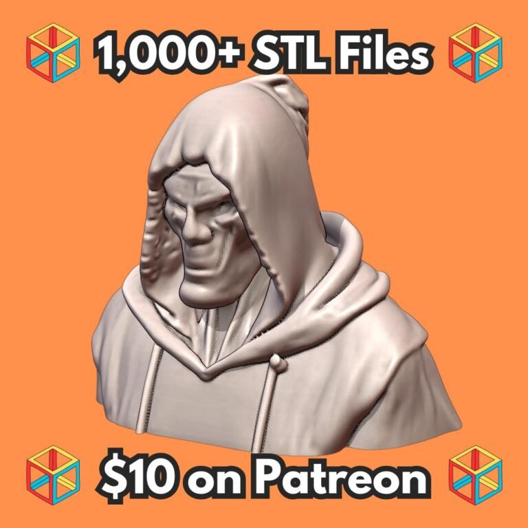 Quarter Scale Skeletal Hooded Guardian Bust for Fantasy Decor MineeForm FDM 3D Print STL File