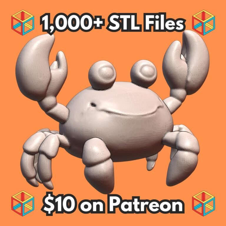 Smiling Cartoon Crab Figurine with Raised Claws MineeForm FDM 3D Print STL File