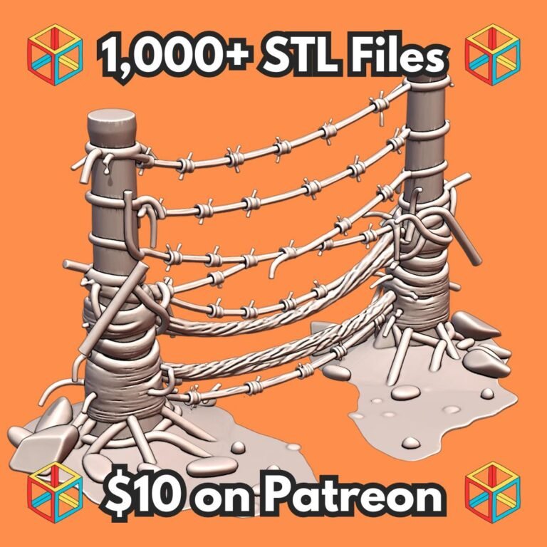 28mm Barbed Wire Fence with Wooden Posts and Ground Details WW2 WW1 Themed Scene Elements MineeForm FDM 3D Print STL File