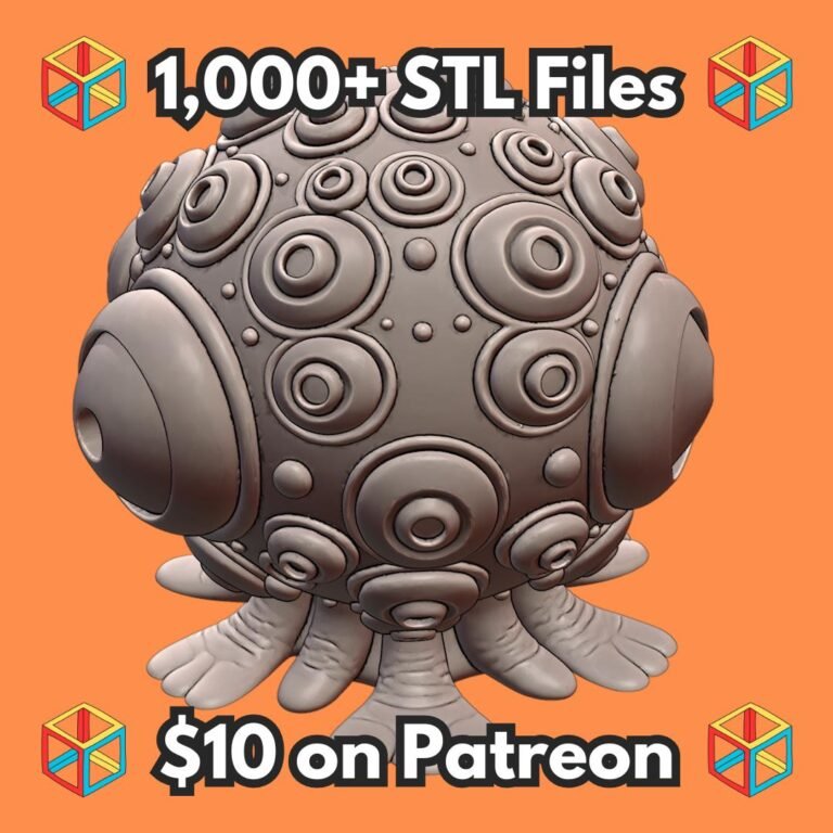 28mm Futuristic Alien Orb with Tentacle Base and Concentric Circle Design MineeForm FDM 3D Print STL File