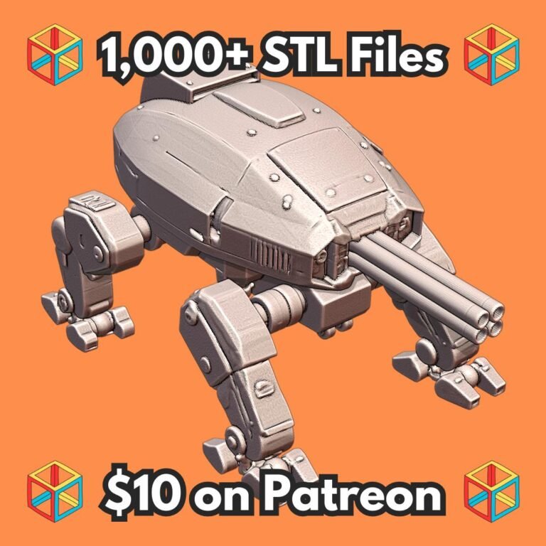 28mm Futuristic Quadruped Mech Walker with Artillery Cannons Sci Fi Terrain MineeForm FDM 3D Print STL File
