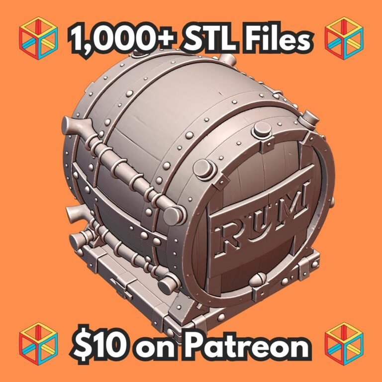 28mm Pirate Rum Barrel with Riveted Metal Bands and Pipes MineeForm FDM 3D Print STL File