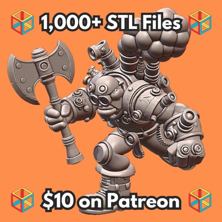 28mm Steampunk Axeman With Gears Goggles and Smoke Backpack MineeForm FDM 3D Print STL File