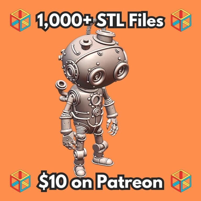 28mm Steampunk Robot Diver With Gears And Porthole Helmet MineeForm FDM 3D Print STL File