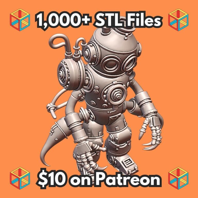 28mm Steampunk Robot with Claw Hands and Goggles Design MineeForm FDM 3D Print STL File