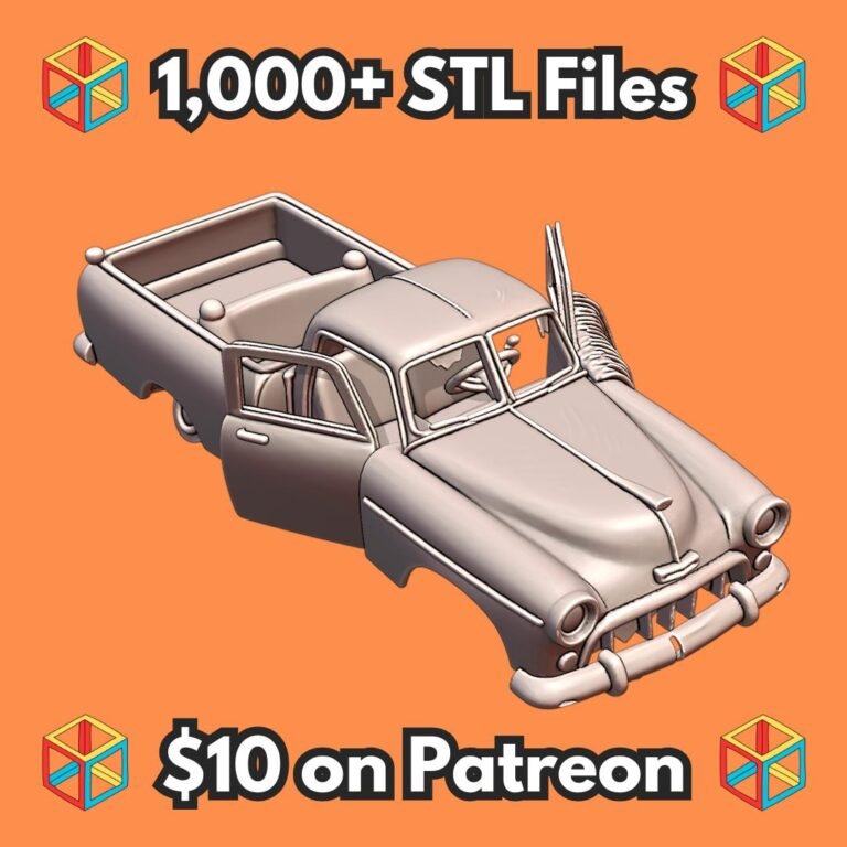 28mm Vintage Rusted Pickup Truck Open Doors Detailed Exterior Design MineeForm FDM 3D Print STL File