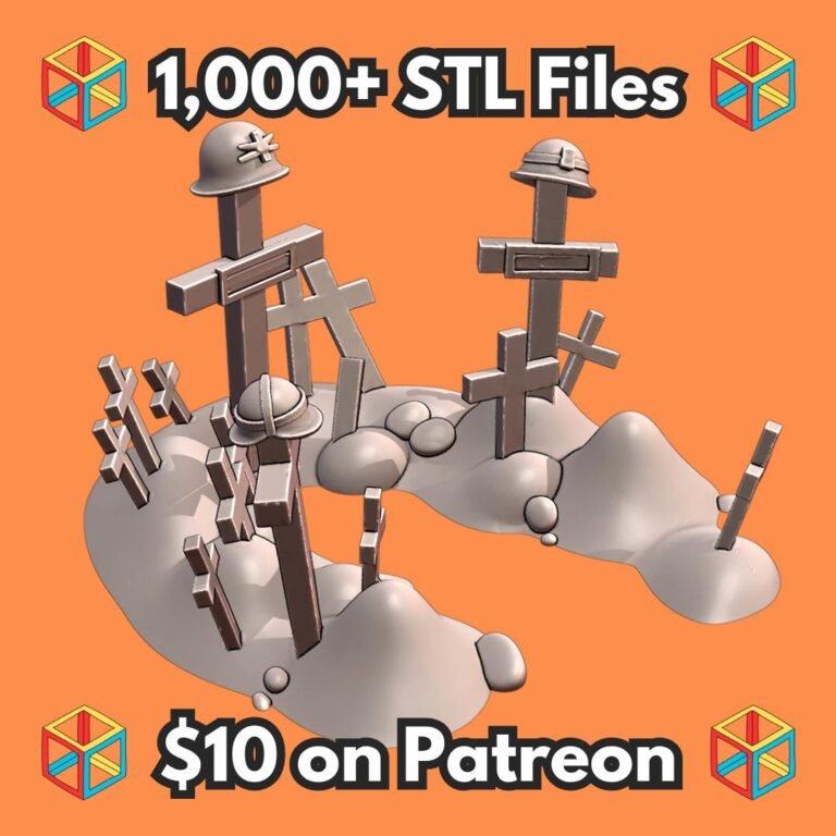 28mm WW2 Battlefield Graveyard Scene with Helmets and Crosses MineeForm FDM 3D Print STL File