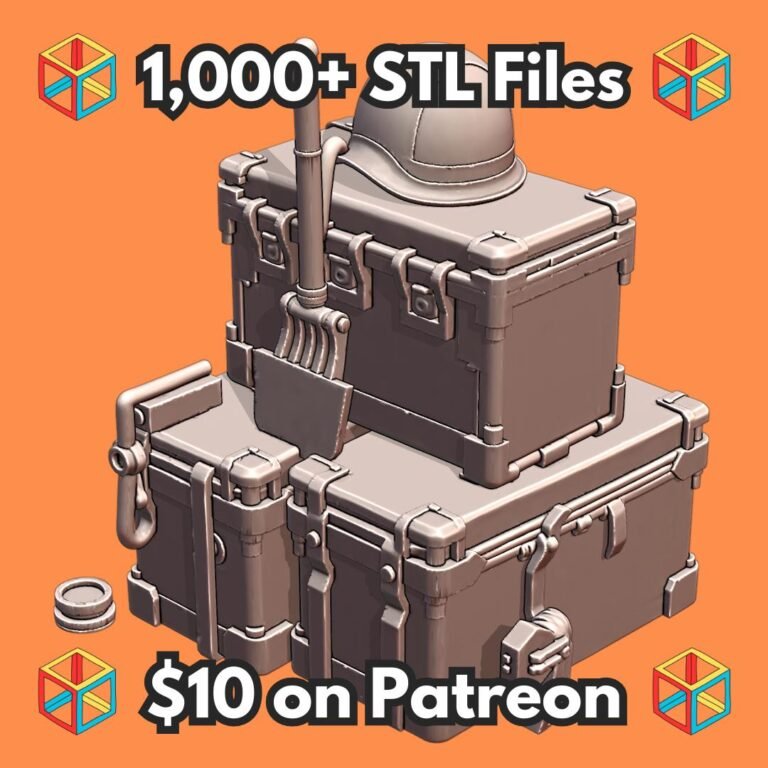 28mm WW2 Military Supply Crates with Helmet and Shovel Set MineeForm FDM 3D Print STL File