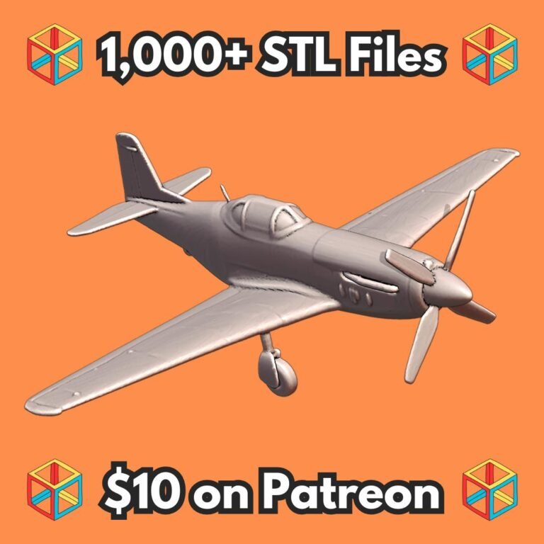 28mm WW2 P-51 Mustang Fighter Aircraft Model Airplane MineeForm FDM 3D Print STL File