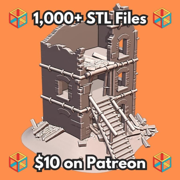 28mm WW2 Ruined Building with Staircase and Brick Details MineeForm FDM 3D Print STL File