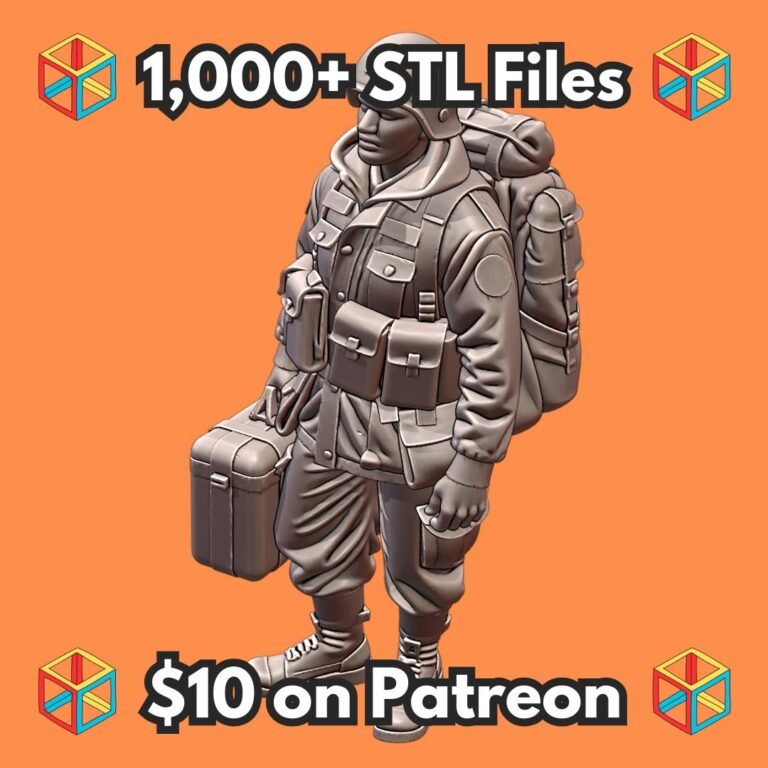 28mm WW2 Soldier Carrying Suitcase and Backpack in Military Gear MineeForm FDM 3D Print STL File