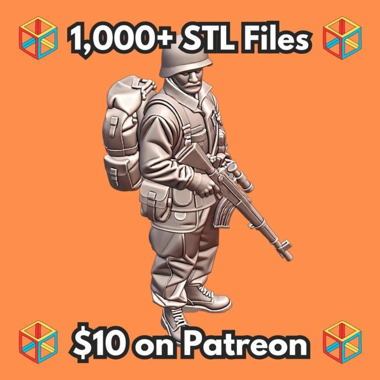 28mm WW2 Soldier Holding Rifle with Backpack and Helmet MineeForm FDM 3D Print STL File