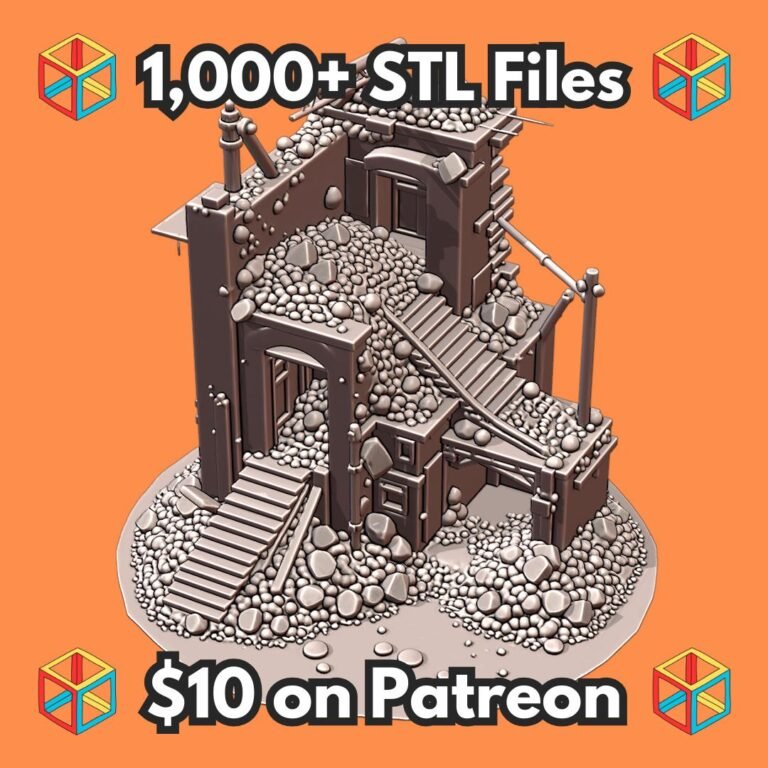 28mm WW2 WW1 Ruined Building Rubble Stairs Debris Structure MineeForm FDM 3D Print STL File