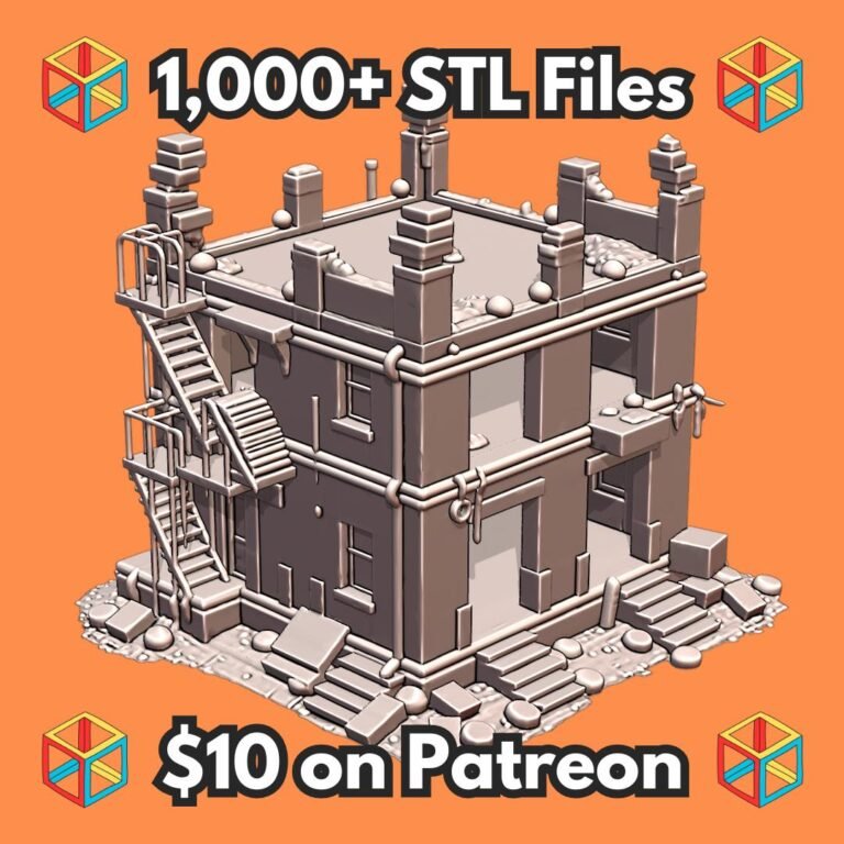28mm WW2 WW1 Ruined Building with Staircase and Debris MineeForm FDM 3D Print STL File