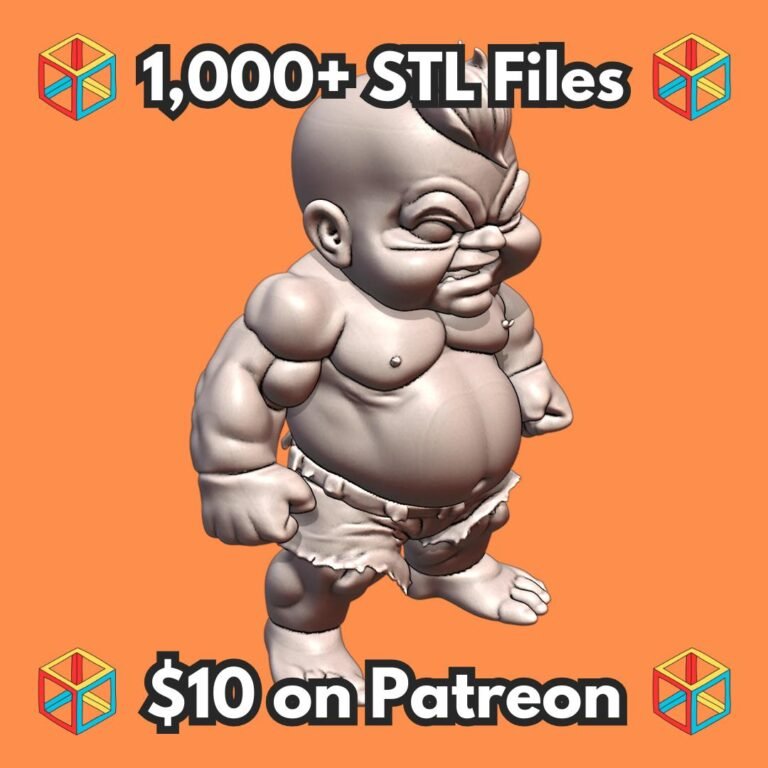 Chubby Baby Muscle Man Parody Figurine with Mohawk and Shorts MineeForm FDM 3D Print STL File